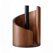 cheap Storage Racks-Mountain Paper Towel Holder Countertop with Mango Wood Round Base and Holder, Wood Paper Towel Holders Countertop, Spiral Design Decorative Storage Box for Bathroom Storage