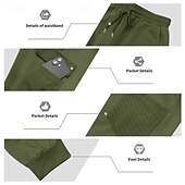 ieftine cargou-Bărbați Pantaloni de sport cargo Pantaloni Sport Joggeri Pantaloni Pantaloni Waffle Cordon Buzunar Talie elastică Simplu Confort Απαλό Zilnic În aer liber Concediu Vacanță Modă Negru Verde Militar