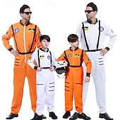 economico Costumi Professionali e Uniformi-Costume di Coppia Gruppo Astronauta Costume Cosplay Costume Tuta Tuta Arancione per Giorno dei Re Halloween Carnevale Adulti Bambini Unisex