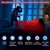 cheap Burglar Alarm Systems-125dB Loud Motion Sensor Alarm Indoor Wireless Infrared Security Motion Detector With Warning Light/Remote Control Suitable for Homes/Sheds/Garages
