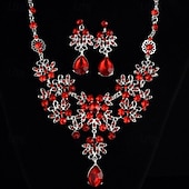 Недорогие Наборы украшений-2шт Свадебные комплекты ювелирных изделий For Жен. Фиолетовый Синий Красный Свадьба Вечерние наряды Сплав геометрический