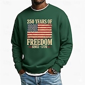 cheap Flag Pattern-Men's Graphic American US Flag 250th Anniversary Sweatshirt Sports Fashion Daily Classic Crew Neck Outdoor Vacation Blue Black Red Green Printing Spring Fall Designer S M L XL XXL XXXL