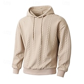 cheap Basic Tracksuits-Men's Hoodie Tracksuit Hoodie &amp; Pants Outfit Set Hoodies Set Hoodie Outdoor Daily Sports Jacquard Drawstring Pocket Plain Black Orange Khaki Polyester Activewear Fashion Streetwear Spring