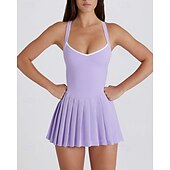 economico Abbigliamento Tennis da donna-Per donna Tinta unita Gonne a pieghe Abito sportivo Vestito all'americana Reggiseno incorporato Traspirante Tennis Atletico Corsa Vestito Nero Bianco Giallo Abbigliamento da tennis