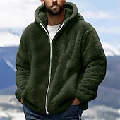economico Felpa con cappuccio in pile-Per uomo Felpa con cappuccio Felpa con cappuccio a zip intera Giacca in Pile Nero Rosa Verde militare Blu marino Blu Reale Con Cappuccio Semplice Tasca Sport &amp; Outdoor Quotidiano Ferie Poliestere