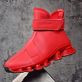 abordables Zapatillas Informales-Zapatillas deportivas rojas para hombre: elegantes y cómodas, con parte superior de malla y cámara de aire, perfectas para un look informal en vacaciones y fiestas navideñas.