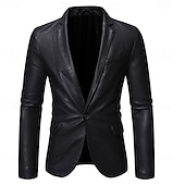 economico Blazer Classici da Uomo-Per uomo Blazer Formale Natale Ufficio Tasca Moda Classico Inverno Primavera &amp; Autunno Poliestere Semplice Tasca Casual / Quotidiano Monopetto Giacca Nero