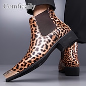 cheap Chelsea Boots-Men's Brown Leopard Print Chelsea Boots – Trendy and Bold Design, Ideal for Casual Wear, Street Style and Fashion-forward Occasions