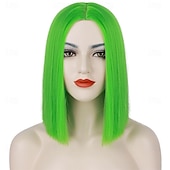  Zelené paruky Syntetická paruka rovná bob s prostředním pěšinkou krátké zelené syntetické vlasy ženy měkká móda