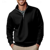 voordelige Klassieke polo voor heren-Voor heren Polo Poloshirts Vakantie Straat Kwart ritssluiting Lange mouw Modieus Basic Effen Lente Herfst Getailleerd blauw Zwart Wit Groen Lichtgroen Polo