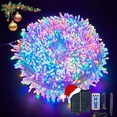 halpa Aurinkoenergiakäyttöinen-Ulkona aurinkosähkölaitteet IP44 vedenkestävä valostring sisä- ja ulkotiloissa piha terassi häät lomajuhla puu ilmapiirikoristelu valo USB-lataus kaukosäätimellä 10/20/30/50/100M