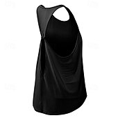 abordables Chemise pour femmes-Femmes Couleur Unie Débardeur Tee Shirt Fitness Ample Élastique Évacuation de la transpiration Respirant Tennis Pickleball Yoga Col ras du cou Top Noir Bleu Violet Vêtements de tennis