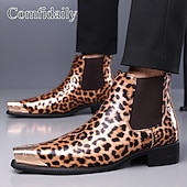cheap Chelsea Boots-Men's Brown Leopard Print Chelsea Boots – Trendy and Bold Design, Ideal for Casual Wear, Street Style and Fashion-forward Occasions