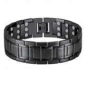 billiga Hemutrustning-herrmagnetiskt armband - tre rader stark magnet - justerbart magnetiskt pärlarmband, elegant smycke i legering som present till pappa, mamma, jul, födelsedag, flera färger, herrmagnetiskt armband