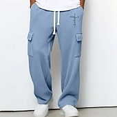 preiswerte Fracht-Herren Cargo-Jogginghose Jogginghose Hose Gerade geschnittene Sweatpants Waffelhose Kordelzug Tasche Elastischer Bund Kreuz Komfort Weich Outdoor Lässig Täglich Mode Klassicher Stil Dunkelbraun