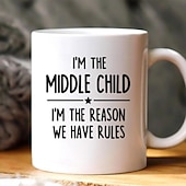 voordelige Mokken &amp; Bekers-Gepersonaliseerde cadeaumok voor het middelste kind, met aangepaste naam, keramische koffiemok, wie maakt de regels, 11/15 oz, witte verjaardag, kerstmis, familie, humor, koffiemokken, bekers