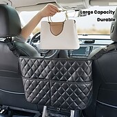 abordables Rangements pour voiture-Organisateur de dossier de siège auto grande capacité - sac de rangement en filet de cuir artificiel durable pour organiser et ranger les accessoires intérieurs de voiture.