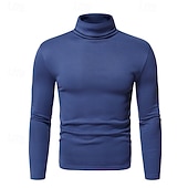 tanie sweter męski sweter-Męskie Sweter Sweter sweter Prążkowany Robić na drutach Zwykłe topy Dzianiny Dopasowany krój Równina Golf Dzianina Nowoczesny Codzienny Dzienne zużycie Odzież Jesień i zima Wino Czarny S M L