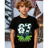  Хлопок Дети Мальчики Черный Белый Графика Футбол Забавный сленг 67 Футболка Блуза Вырез под горло С короткими рукавами на открытом воздухе На каждый день Мода Уличный стиль Оригинальный рисунок