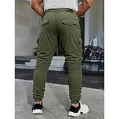 economico Pantaloni cargo-Per uomo Pantaloni Cargo Pantaloni Coulisse Multi-tasche Semplice Indossabile All'aperto Quotidiano Campeggio &amp; Escursionismo Moda Classico Nero Verde militare