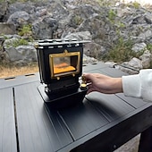 cheap Camping Equipment-Vintage Coal Oil Stove, Outdoor Fire Pit with Glass Screen, Sturdy Metal Construction, No Electricity Needed, for Camping Backyard BBQ Tea &amp; Cooking, Portable Camping Stove, Elegant Design, Durable Co