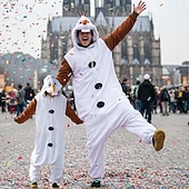 abordables Disfraz de Animal-Pijamas Kigurumi Disfraz de lujo Vestimenta Nocturna Animal Muñeco de Nieve Dibujos Cálido Disfraz divertido Confortable Niños Adulto Unisexo Hombre y mujer Niños y niñas Navidad Víspera de Todos los