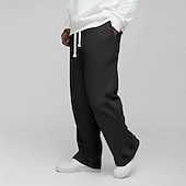 abordables Jambe Droite-Homme Gauffré Joggings Pantalons Pantalon décontracté Pantalons Amples Cordon de serrage Jambe Droite Couleur Unie Confort Longueur complète Occasionnel Quotidien Extérieur Vacances Mode Coupe Ample