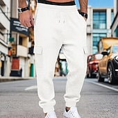 ieftine cargou-Bărbați Pantaloni de sport cargo Pantaloni Sport Joggeri Pantaloni Pantaloni Waffle Cordon Buzunar Talie elastică Simplu Confort Απαλό Zilnic În aer liber Concediu Vacanță Modă Negru Verde Militar