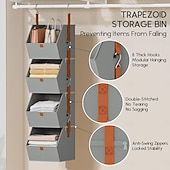 levne Úložiště a organizování-1/2dílný odnímatelný 4patrový závěsný úložný koš do šatníku, vícevrstvý organizér na oblečení a tašky s vysokou kapacitou, dělený úložný prostor, skládací doplněk do šatníku vhodný pro organizaci