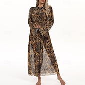 levne Rash guardy One Piece-Dámské Plážové zahalovací šaty Dlouhé splývavé kimono kardigany Grafika Cikánský Krátká noha Šifón Ochrana proti UV záření Prodyšné Dlouhý rukáv Plavky Surfování Plážové prázdniny Léto