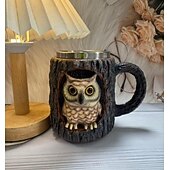 Недорогие Кружки и чашки-Кружка ручной работы с изображением енота, кофейная чашка из смолы с 3D-животным, креативная кружка с дизайном пня из лесного дерева, подарочная чашка с милым лесным енотом для домашнего офиса,