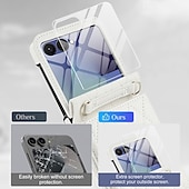 levne Pouzdra pro Samsung-telefon Carcasă Pro Samsung Galaxy Z Flip 7 Z Flip 6 Z Flip 5 Z Flip 4 Z Flip 3 Flip Cover a chránič obrazovky Držák na prsteny Nárazuvzdorné Retro PU kůže