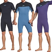 זול חליפות צלילה וחליפות צלילה-בגדי ריקוד גברים 3 מ"מ חליפת צלילה מניאופרן מגן פריחה לכל הגוף חליפת גלישה אחת חסימת צבעים בקרת בטן שרוולים קצרים חליפות צלילה גלישה שייט בקאנו שנרקול אביב