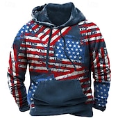 economico Motivo della Bandiera-Per uomo Grafico Bandiera Americana Felpa con Cappuccio Felpa con cappuccio Felpa con cappuccio stampata Moda Streetwear Casual Vintage Retrò Con Cappuccio All'aperto Vacanza Uscire Rosso Cachi Blu