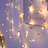 billige LED-stringlys-Elegant Perle Rose Formet LED Lyslenker 2m 20 LEDs Batteridrevet Bryllup Bursdag Fest Hjem Patio Hage Blomster Tre Dekorasjon