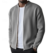 Недорогие Повседневные куртки-Муж. Легкая куртка Вельветовый пиджак Повседневная куртка Отпуск Повседневные Дышащий Карман Весна Осень Полотняное плетение Мода Классика Воротник-стойка Обычная