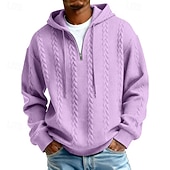 tanie podstawowe bluzy męskie-Męskie Żakard Bluza z Kapturem Bluza z kapturem Bluza z kapturem na zamek błyskawiczny Morelowy Czerwone wino Czarny Biały Jasnozielony Kaptur Równina Zapiąć na zamek błyskawiczny Teksturowany Sport