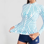 Χαμηλού Κόστους Rash Guards One Pieces-Γυναικεία Προστατευτικό εξάνθημα 2 τεμαχίων Μαγιό Tankini Μπλούζα για σέρφινγκ Ριγέ με αγορίστικα σορτς UPF50+ Αναπνέει Μακρυμάνικο Μαγιό Σέρφινγκ Κανό Ψαροντούφεκο Άνοιξη