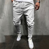 tanie spodnie codzienne-Męskie Spodnie Spodnie codzienne Ściągana na sznurek Kieszeń Elastyczny pas Równina Komfort Miękka Codzienny Na zewnątrz Święto Urlop Moda Zieleń wojskowa Biały Średnio elastyczny