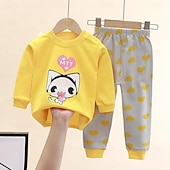 billiga Pyjamas-Småbarn Pojkar 2 delar Pyjamasset Långärmad Z17 Z29 Z13 Ensfärgat Djur Vår Höst Förtjusande Hem 7-13 år