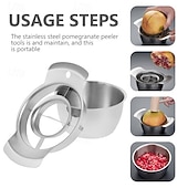 お買い得  果物＆野菜調理用品-3 in 1 ザクロ皮むきツール（ハンマー付き） - 頑丈な 304 ステンレススチール製ミートピッカー、フルーツオープニングナイフ &amp;セパレーター - 家庭用キッチン用手動ザクロピッカー