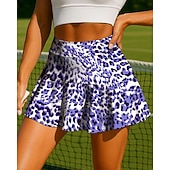 preiswerte Damenröcke &amp; Skorts-Damen Tiermotiv Leopard Lässiger Rock Tennisröcke Patchwork Tasche 2 in 1 UPF50+ UV-beständig Mehrlagig Volleyball Tennis Badminton Shorts Rock Blau Purpur Dunkelblau Tennisbekleidung