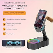 Недорогие Динамики-Пять в одном беспроводном сенсорном держателе для телефона с динамиком, аккумулятором на 2000 мА·ч, цветной подсветкой, поворотом на 180 градусов, складной конструкцией, высококачественным