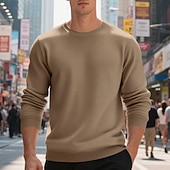 お買い得  フリースパーカー-男性用 スウェットシャツ フリース スウェットシャツ 路肩に寄せて下さい ライトグレー クルーネック 平織り カジュアル 日常 スポーツ ストリートファッション スポーツウェア ベーシック 秋 冬 衣類 パーカー トレーナー 長袖