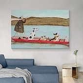 voordelige Schilderijen van dieren-Hang-geschilderd olieverfschilderij Handgeschilderde Horizontaal Dieren Tekenfilm Modern Zonder Inner Frame (Geen frame)