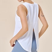 cheap Women's Shirt-Women's Solid Colored Tank Top Workout Tops Loose Fit Elastic Sweat-Wicking Breathable Tennis Pickleball Yoga Crew Neck Top White Black Pink Tennis Clothing
