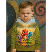 cheap Boy's 3D Animals-Boys' 3D Graphic Dinosaur Hoodie Pullover Long Sleeve 3D Print Spring Fall Sports Fashion Streetwear Kids 4-12 Years Hooded Outdoor Casual Daily Regular Fit