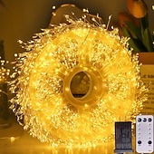 זול מוצרים עם חיבור לחשמל-חג המולד זיקוק חוט נחושת מחרוזת אורות פיות מחרוזת אורות 8 פונקציות טיימר שלט רחוק מתח נמוך תקע בטיחות פסטיבל מסיבת חתונה אווירת תאורה דקורטיבית אביזרים 10/15/30/50 מטר