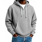 economico felpe con cappuccio da uomo di base-Per uomo Felpa con cappuccio Velluto a coste Felpa con cappuccio e zip corta Aalbicocca Rosso bordeaux Nero Blu marino Verde scuro Con Cappuccio Semplice Cerniera Testurizzato Sport &amp; Outdoor Casuale