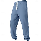 cheap Straight Leg-Men's Waffle Sweatpants Trousers Straight Leg Sweatpants Waffle Pants Drawstring Elastic Waist Plain Breathable Full Length Casual Daily Outdoor Vacation Classic Style Black White Micro-elastic